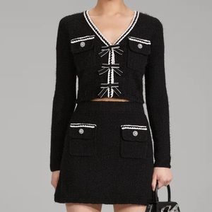 - $700 SELF PORTRAIT BLACK KNIT BOW SKIRT SMALL